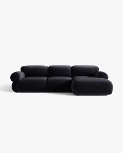 COLTAR MODULAR, OPHELIA, ALBASTRU ROYAL, PE DREAPTA, 297 CM, CU TAPITERIE DIN TEXTIL CATIFEA VENUS, MICADONI