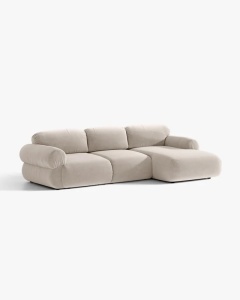 COLTAR MODULAR, OPHELIA, BEJ, PE DREAPTA, 297 CM, CU TAPITERIE DIN TEXTIL CATIFEA VENUS, MICADONI - Img 2