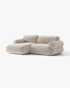 COLTAR MODULAR, OPHELIA, BEJ, PE STANGA, 236 CM, CU TAPITERIE DIN TEXTIL CATIFEA VENUS, MICADONI - Img 2