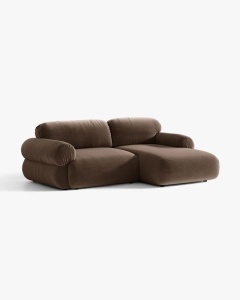 COLTAR MODULAR, OPHELIA, CIOCOLATIU, PE DREAPTA, 236 CM, CU TAPITERIE DIN TEXTIL CATIFEA VENUS, MICADONI - Img 2