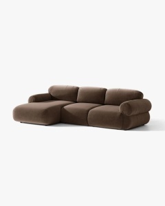 COLTAR MODULAR, OPHELIA, CIOCOLATIU, PE STANGA, 297 CM, CU TAPITERIE DIN TEXTIL CATIFEA VENUS, MICADONI - Img 2