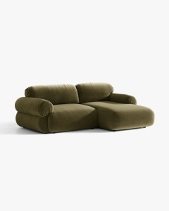 COLTAR MODULAR, OPHELIA, VERDE, PE DREAPTA, 236 CM, CU TAPITERIE DIN TEXTIL CATIFEA VENUS, MICADONI - Img 2