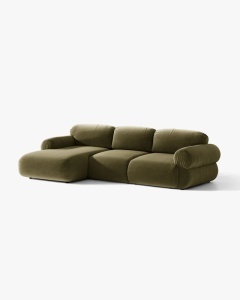 COLTAR MODULAR, OPHELIA, VERDE, PE STANGA, 297 CM, CU TAPITERIE DIN TEXTIL CATIFEA VENUS, MICADONI - Img 2