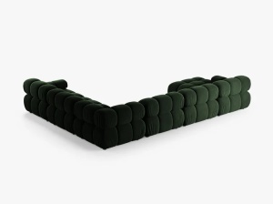 COLTAR MODULAR PANORAMIC BELLIS, DREAPTA, VERDE SMARALD, CU TAPITERIE DIN CATIFEA VENUS, MICADONI - Img 3