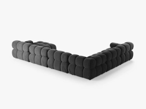 COLTAR MODULAR PANORAMIC BELLIS, PE STANGA, GRI, CU TAPITERIE DIN CATIFEA VENUS, MICADONI - Img 3