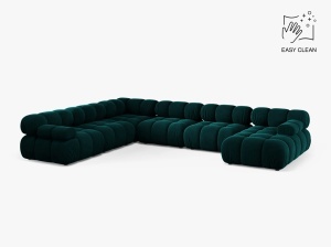 COLTAR MODULAR PANORAMIC BELLIS, PE STANGA PETROL INTENS, CU TAPITERIE DIN CATIFE VENUS, MICADONI