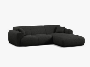 COLTAR MOLINO, 225 CM, PE DREAPTA, NEGRU, CU TAPITERIE DIN TEXTIL BOUCLE BALOO, MICADONI - Img 2