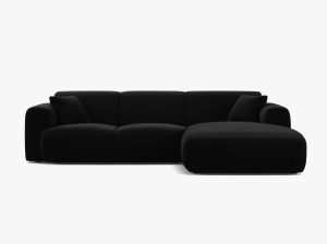 COLTAR MOLINO, 225 CM, PE DREAPTA, NEGRU, CU TAPITERIE DIN TEXTIL CATIFEA CASINO, MICADONI
