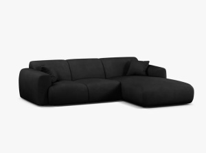 COLTAR MOLINO, 225 CM, PE DREAPTA, NEGRU, CU TAPITERIE DIN TEXTIL CHENILLE REBEL, MICADONI - Img 2