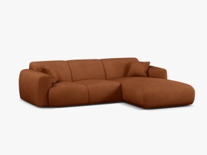 COLTAR MOLINO, 225 CM, PE DREAPTA, PORTOCALIU, CU TAPITERIE DIN TEXTIL CHENILLE REBEL, MICADONI - Img 2