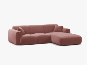 COLTAR MOLINO, 225 CM, PE DREAPTA, ROZ FLAMINGO, CU TAPITERIE DIN TEXTIL CATIFEA CASINO, MICADONI - Img 2