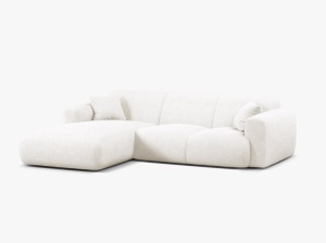 COLTAR MOLINO, 225 CM, PE STANGA, ALB, CU TAPITERIE DIN TEXTIL BOUCLE BALOO, MICADONI - Img 2