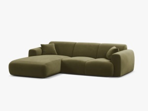 COLTAR MOLINO, 225 CM, PE STANGA, VERDE DESCHIS, CU TAPITERIE DIN TEXTIL CATIFEA CASINO, MICADONI - Img 2
