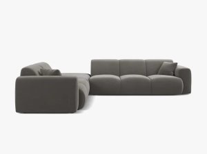 COLTAR MOLINO, 315 CM, GRI, PE STANGA, CU TAPITERIE DIN TEXTIL CATIFEA VELVET CASINO, MICADONI - Img 2