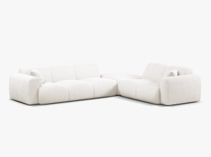 COLTAR MOLINO, 315 CM, PE DREAPTA, ALB, CU TAPITERIE DIN TEXTIL BOUCLE BALOO, MICADONI