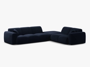 COLTAR MOLINO, 315 CM, PE DREAPTA, ALBASTRU ROYAL, CU TAPITERIE DIN TEXTIL CATIFEA VELVET CASINO, MICADONI