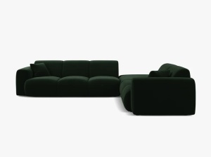 COLTAR MOLINO, 315 CM, PE DREAPTA, VERDE SMARALD, CU TAPITERIE DIN TEXTIL CATIFEA VELVET CASINO, MICADONI - Img 2