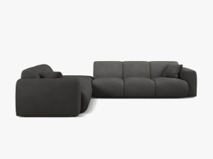 COLTAR MOLINO, 315 CM, PE STANGA, GRI INCHIS, CU TAPITERIE DIN TEXTIL CHENILLE REBEL, MICADONI - Img 2