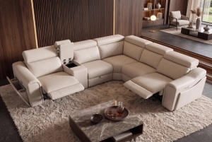 COLTAR MULTIFUNCTIONAL PRIME, 300X270CM, CU SPATIU DE DEPOZITARE, PRIZE, REALIZAT DIN LEMN SI PIELE ECO, CULOARE BEJ - Img 12