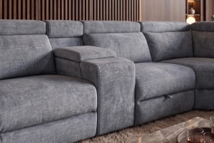 COLTAR MULTIFUNCTIONAL PRIME, 300X270CM, CU SPATIU DE DEPOZITARE, PRIZE, REALIZAT DIN LEMN SI TEXTIL FOARTE FIN, CULOARE GRI - Img 5