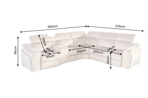 COLTAR MULTIFUNCTIONAL PRIME, 300X270CM, CU SPATIU DE DEPOZITARE, TETIERE REGLABILE, PRIZE, REALIZAT DIN LEMN SI CATIFEA, CULOARE BEJ - Img 3
