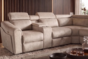 COLTAR MULTIFUNCTIONAL PRIME, 300X270CM, CU SPATIU DE DEPOZITARE, TETIERE REGLABILE, PRIZE, REALIZAT DIN LEMN SI CATIFEA, CULOARE BEJ - Img 13