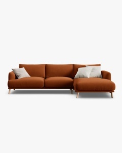 COLTAR NAOMI, PE DREAPTA, CARAMIZIU, 285X170 CM, TAPITAT CU TAPITERIE DIN TEXTIL CATIFEA SALVADOR, MICADONI