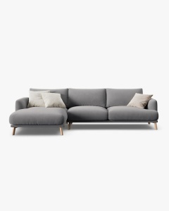 COLTAR NAOMI, PE STANGA, GRI, 285X170 CM, TAPITAT CU TAPITERIE DIN TEXTIL CATIFEA SALVADOR, MICADONI