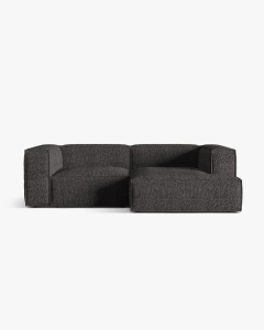 COLTAR NURIA, PE DREAPTA, GRI ANTRACIT, 252X147 CM, TAPITAT CU TAPITERIE DIN TEXTIL BOUCLE MONET, MICADONI