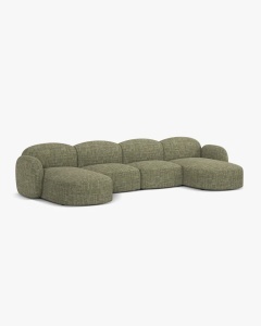 COLTAR PANORAMIC, CU 6 LOCURI, BLAIR, 354X167, VERDE MASLINIU, CU TAPITERIE DIN TEXTIL STRUCTURAT BALTIMORE, MICADONI