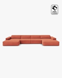 COLTAR PANORAMIC, CU 6 LOCURI, JODIE, 364X162 CM, ADANCIME SCAUN 62 CM, CORAI, TAPITAT CU TAPITERIE DIN TEXTIL CATIFEA VENUS, MICADONI