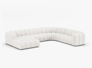 COLTAR PANORAMIC LUPIN, 370, PE DREAPTA, ALB, CU TAPITERIE DIN TEXTIL BOUCLE BALOO, MICADONI - Img 2