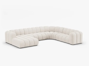 COLTAR PANORAMIC LUPIN, 370, PE DREAPTA, BEJ DESCHIS, CU TAPITERIE DIN TEXTIL CHENILLE EDEN, MICADONI - Img 2