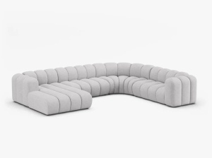 COLTAR PANORAMIC LUPIN, 370, PE DREAPTA, GRI DESCHIS, CU TAPITERIE DIN TEXTIL BOUCLE BALOO, MICADONI - Img 2