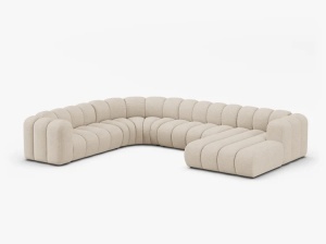 COLTAR PANORAMIC LUPIN, 370, PE STANGA, BEJ, CU TAPITERIE DIN TEXTIL BOUCLE BALOO, MICADONI - Img 2