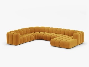 COLTAR PANORAMIC LUPIN, 370, PE STANGA, GALBEN, CU TAPITERIE DIN TEXTIL CATIFEA VENUS, MICADONI - Img 2