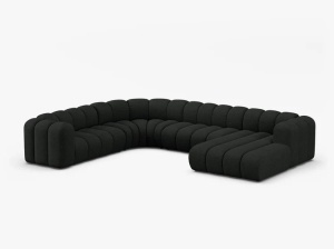COLTAR PANORAMIC LUPIN, 370, PE STANGA, NEGRU, CU TAPITERIE DIN TEXTIL BOUCLE BALOO, MICADONI - Img 2