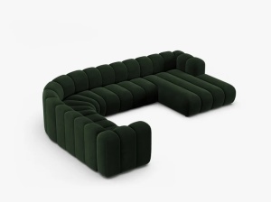 COLTAR PANORAMIC LUPIN, 370, PE STANGA, VERDE SMARALD, CU TAPITERIE DIN TEXTIL CATIFEA VENUS, MICADONI - Img 3