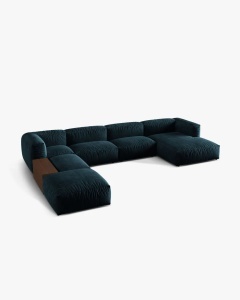 COLTAR PANORAMIC MARTINA, ALBASTRU INCHIS, 406 CM, STANGA, CU TAPITERIE DIN TEXTIL CATIFEA VOGUE, MICADONI - Img 2