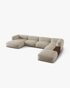 COLTAR PANORAMIC MARTINA, BEJ DESCHIS, 406 CM, DREAPTA, CU TAPITERIE DIN TEXTIL STRACTURAT BOSTON, MICADONI - Img 2