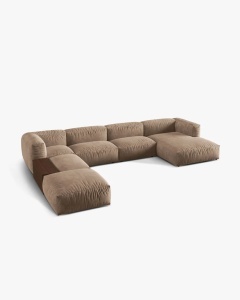 COLTAR PANORAMIC MARTINA, BEJ INCHIS, 406 CM, STANGA, CU TAPITERIE DIN TEXTIL CATIFEA VOGUE, MICADONI - Img 2