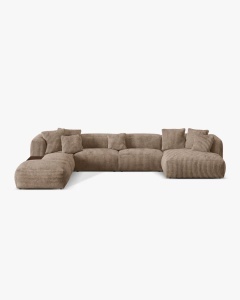 COLTAR PANORAMIC MARTINA, GHINDA, 406 CM, STANGA, CU TAPITERIE DIN TEXTIL CORDOI TILIA, MICADONI