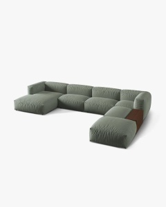 COLTAR PANORAMIC MARTINA, VERDE MUSCHI, 406 CM, DREAPTA, CU TAPITERIE DIN TEXTIL STRACTURAT BOSTON, MICADONI - Img 2