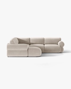 COLTAR PANORAMIC MODULAR, OPHELIA, BEJ, PE DREAPTA, 370 CM, CU TAPITERIE DIN TEXTIL CATIFEA VENUS, MICADONI - Img 2