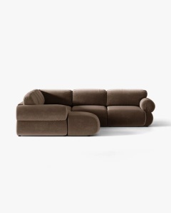 COLTAR PANORAMIC MODULAR, OPHELIA, CIOCOLATIU, PE DREAPTA, 370 CM, CU TAPITERIE DIN TEXTIL CATIFEA VENUS, MICADONI - Img 2