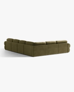 COLTAR PANORAMIC MODULAR, OPHELIA, VERDE, PE STANGA, 370 CM, CU TAPITERIE DIN TEXTIL CATIFEA VENUS, MICADONI - Img 3