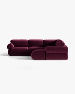 COLTAR PANORAMIC MODULAR, OPHELIA, VISINIU, PE STANGA, 370 CM, CU TAPITERIE DIN TEXTIL CATIFEA VENUS, MICADONI - Img 2
