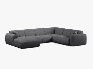 COLTAR PANORAMIC MOLINO, PE DREAPTA, GRI INCHIS, 326 CM, , CU TAPITERIE DIN TEXTIL BOUCLE BALOO, MICADONI