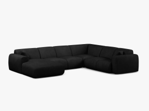 COLTAR PANORAMIC MOLINO, PE DREAPTA, NEGRU, 326 CM, , CU TAPITERIE DIN TEXTIL CHENILLE REBEL, MICADONI