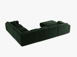COLTAR PANORAMIC MOLINO, PE DREAPTA, VERDE SMARALD, 326 CM, , CU TAPITERIE DIN TEXTIL CATIFEA VELVET CASINO, MICADONI - Img 3